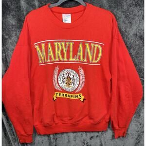 Vintage Maryland Terrapins University Crewneck Sweatshirt Red Men’s L